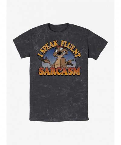 Seasonal Sale Disney The Lion King Timon Fluent Sarcasm Mineral Wash T-Shirt $9.74 T-Shirts