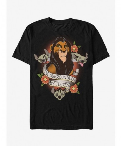 Hot Sale Disney Lion King Scar Surrounded By Idiots Tattoo T-Shirt $6.31 T-Shirts