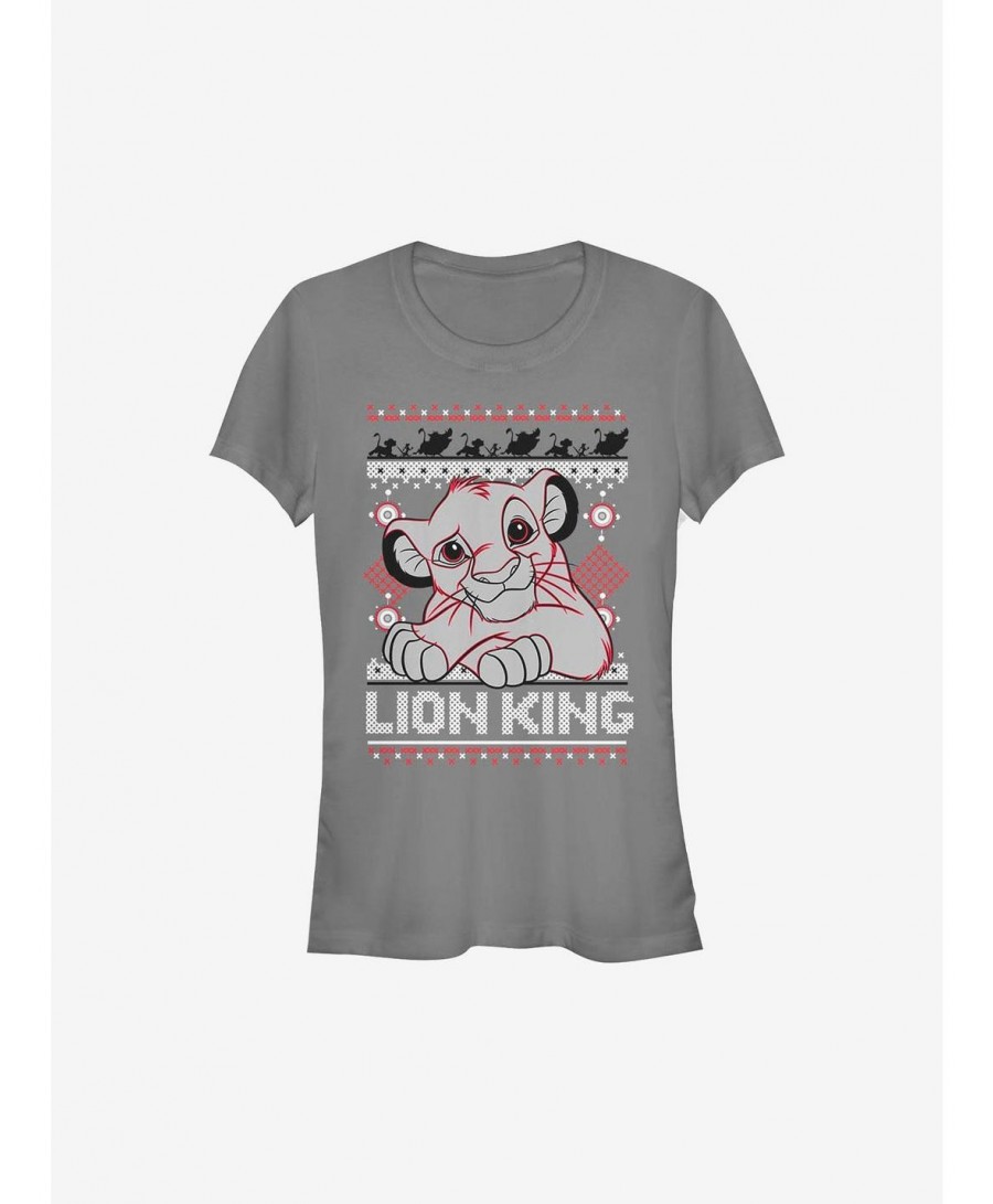 Discount Disney The Lion King Simba Christmas Pattern Girls T-Shirt $9.36 T-Shirts