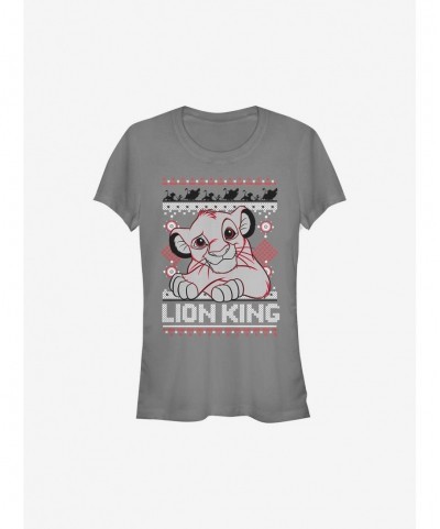 Discount Disney The Lion King Simba Christmas Pattern Girls T-Shirt $9.36 T-Shirts