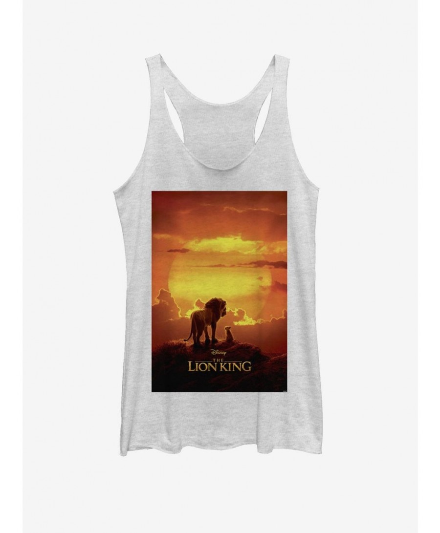 Sale Item Disney The Lion King 2019 Pride Rock Poster Girls White Heathered Tank Top $9.32 Tops