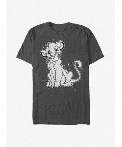 Unique Lion King Simba Smirk Paint Splatter Print T-Shirt $6.88 T-Shirts