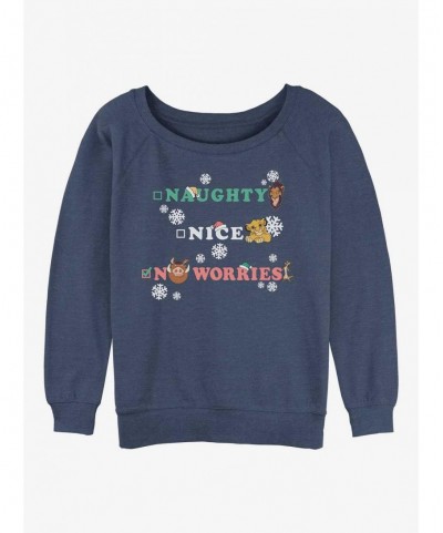 Value Item Disney The Lion King Naughty Nice Worried Girls Slouchy Sweatshirt $9.45 Sweatshirts