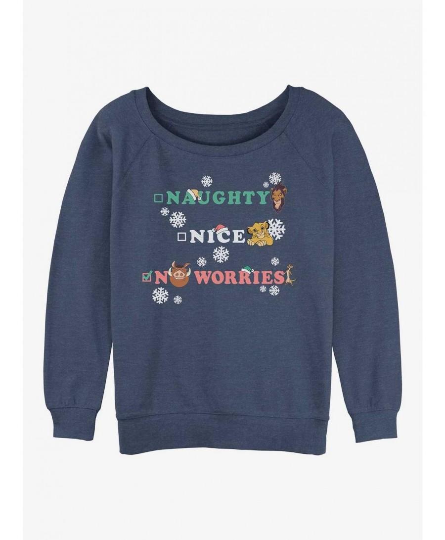 Value Item Disney The Lion King Naughty Nice Worried Girls Slouchy Sweatshirt $9.45 Sweatshirts