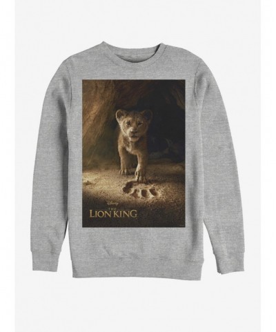 Cheap Sale Disney The Lion King 2019 Simba Poster Heathered Sweatshirt $13.28 Sweatshirts