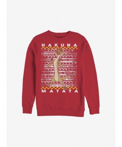 Cheap Sale Disney The Lion King Hakuna Timon Ugly Christmas Sweater Sweatshirt $9.74 Sweatshirts