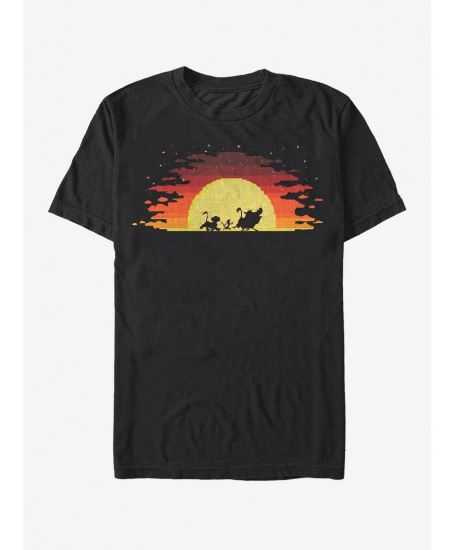 Flash Sale Disney The Lion King Pixel Simba Sunset T-Shirt $8.80 T-Shirts