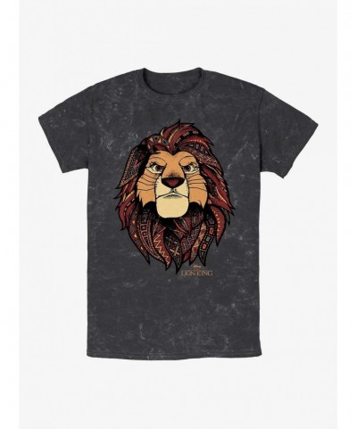 Discount Sale Disney The Lion King Ornate Simba Mineral Wash T-Shirt $7.46 T-Shirts