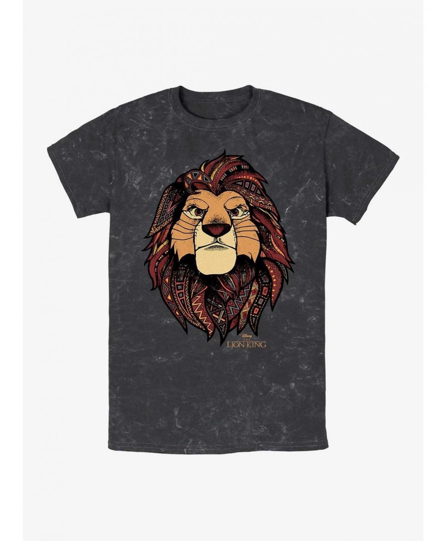 Discount Sale Disney The Lion King Ornate Simba Mineral Wash T-Shirt $7.46 T-Shirts