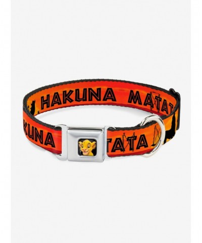 Sale Item Disney The Lion King Hakuna Matata Sunset Seatbelt Buckle Dog Collar $10.21 Pet Collars