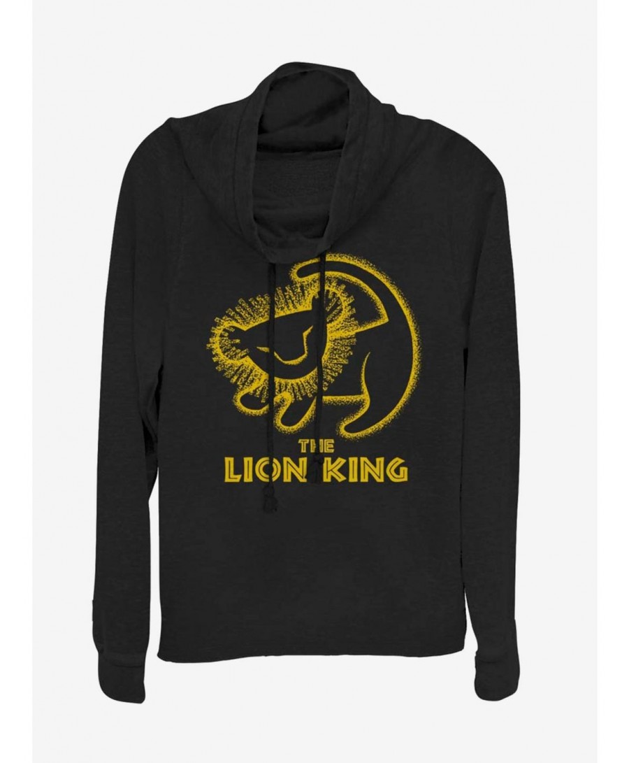 Cheap Sale Disney The Lion King Stamp Cowl Neck Long-Sleeve Girls Top $11.49 Tops