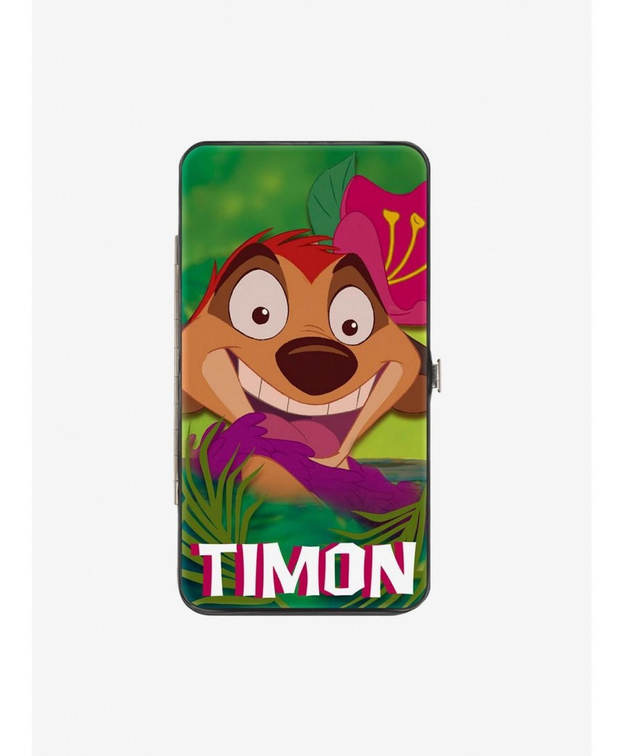 Fashion Disney The Lion King Timon Hula Dance Face Green Leaves Hinged Wallet $9.41 Wallets