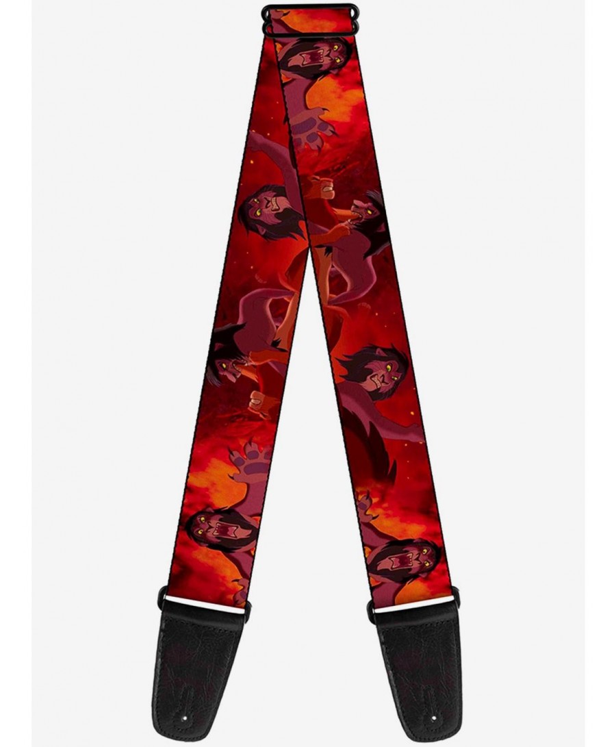 Value for Money Disney The Lion King Simba Scar Battle Scene Fiery Red Guitar Strap $7.97 Guitar Straps