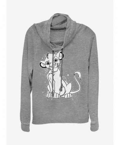 New Arrival Disney The Lion King Simba Splatter Cowlneck Long-Sleeve Girls Top $11.49 Tops