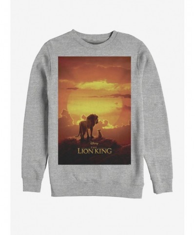 Huge Discount Disney The Lion King 2019 Pride Rock Poster Heathered Sweatshirt $14.46 Sweatshirts