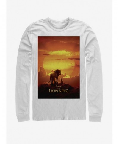 Premium Disney The Lion King 2019 Pride Rock Poster White Long-Sleeve T-Shirt $7.90 T-Shirts