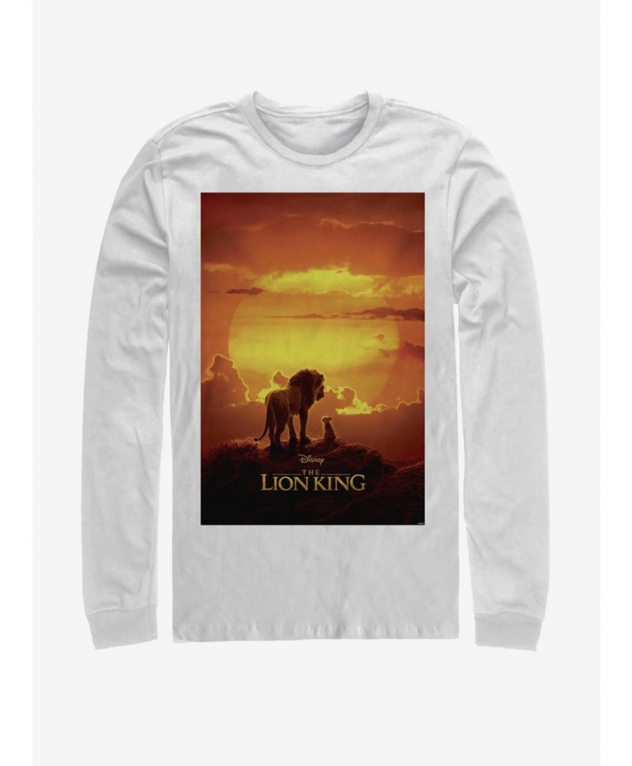 Premium Disney The Lion King 2019 Pride Rock Poster White Long-Sleeve T-Shirt $7.90 T-Shirts