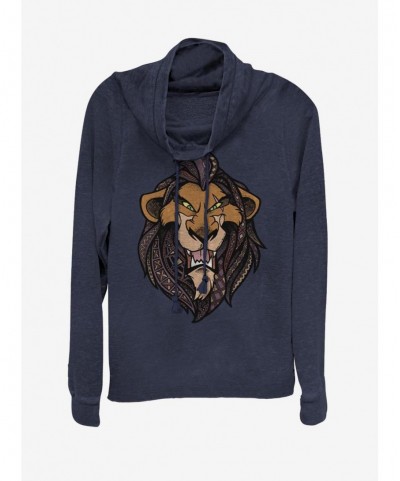 Hot Sale Disney The Lion King Patterned Scar Cowl Neck Long-Sleeve Girls Top $11.14 Tops