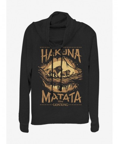 Clearance Disney The Lion King 2019 Savanna Poster Cowl Neck Long-Sleeve Girls Top $17.96 Tops