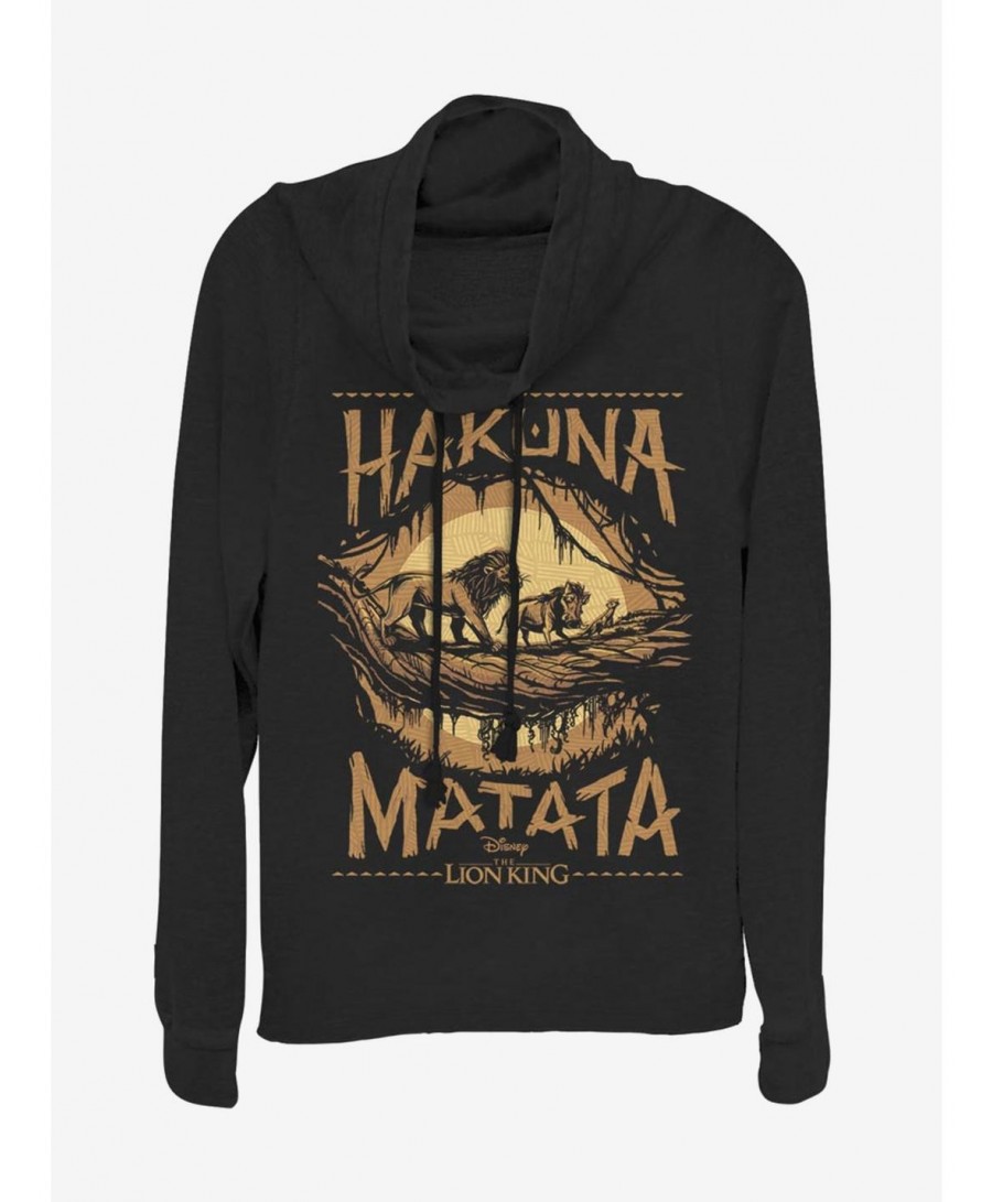 Clearance Disney The Lion King 2019 Savanna Poster Cowl Neck Long-Sleeve Girls Top $17.96 Tops