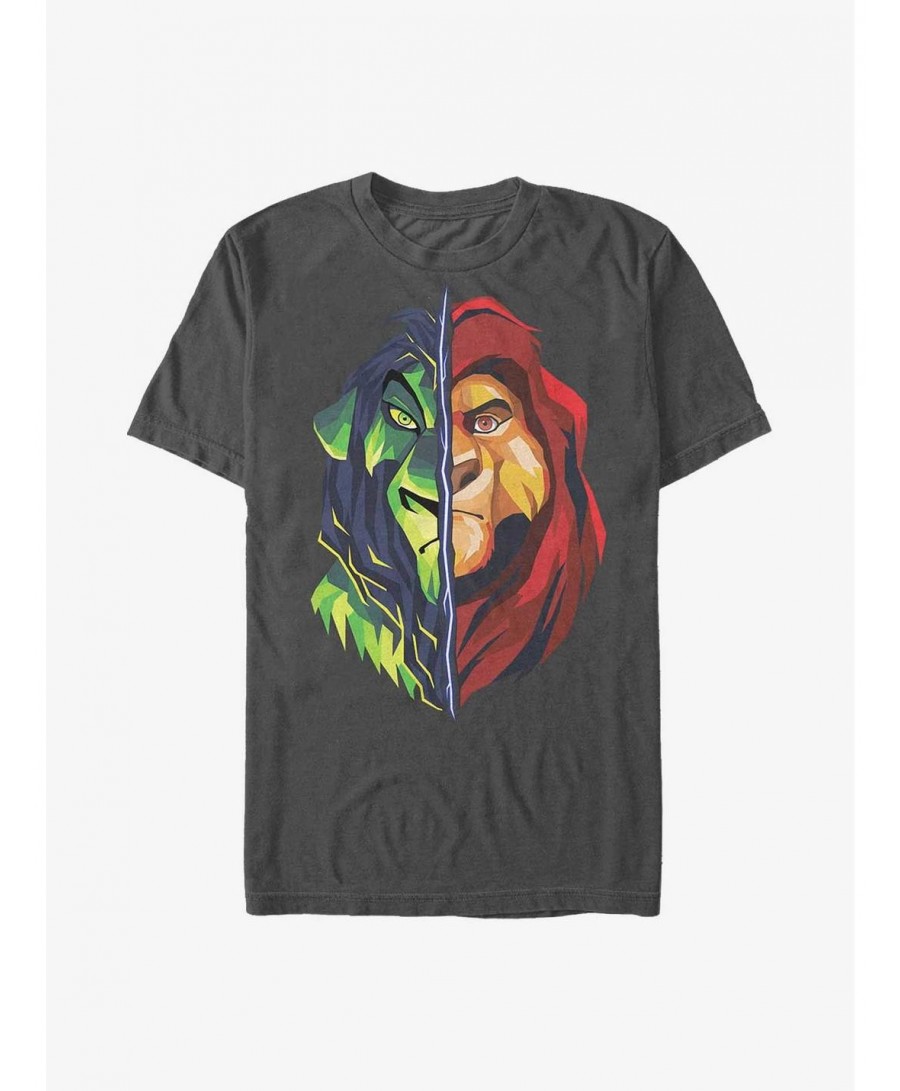 Unique Disney The Lion King Scar and Mufasa Split T-Shirt $8.22 T-Shirts