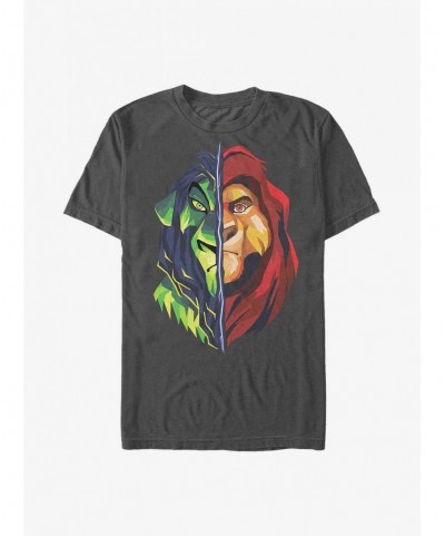 Unique Disney The Lion King Scar and Mufasa Split T-Shirt $8.22 T-Shirts