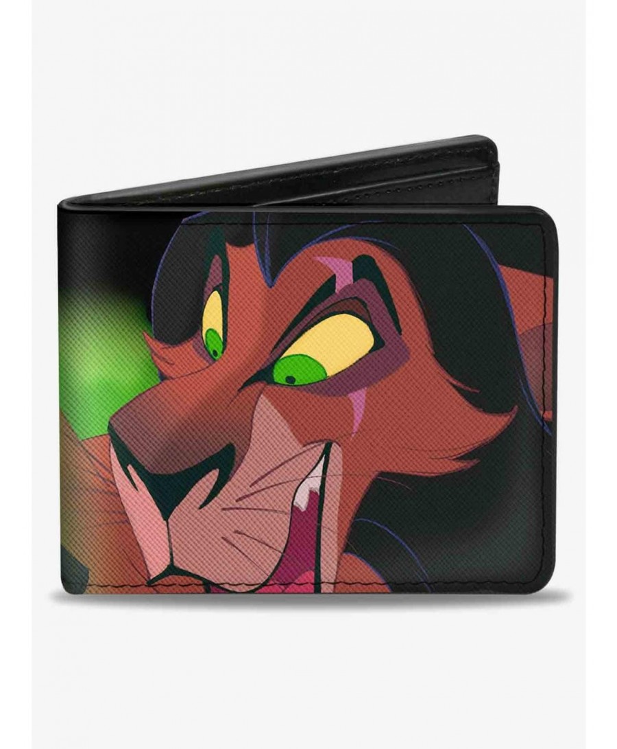 Special Disney The Lion King Scar Face Close Up 3 Hyenas Pose Bifold Wallet $7.52 Wallets