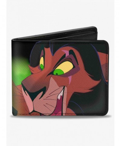 Special Disney The Lion King Scar Face Close Up 3 Hyenas Pose Bifold Wallet $7.52 Wallets