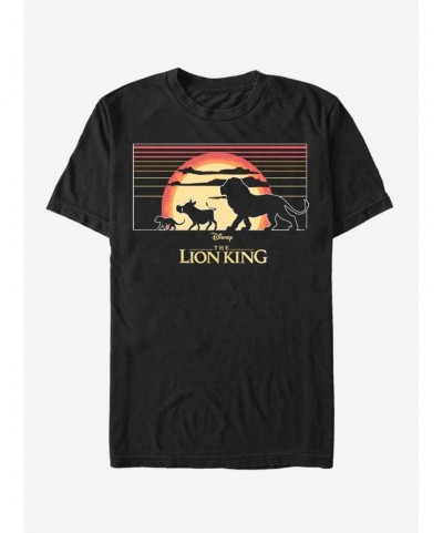 Discount Sale Disney The Lion King Sunset Stripes T-Shirt $6.12 T-Shirts